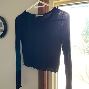 Long Sleeve Frilly Black Top!